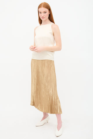 Sezane Lame Dune Pleated Skirt