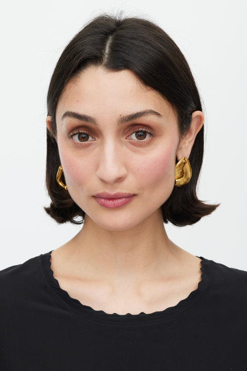 Alighieri Gold Warrior Abstract Asymmetrical Textured Earrings