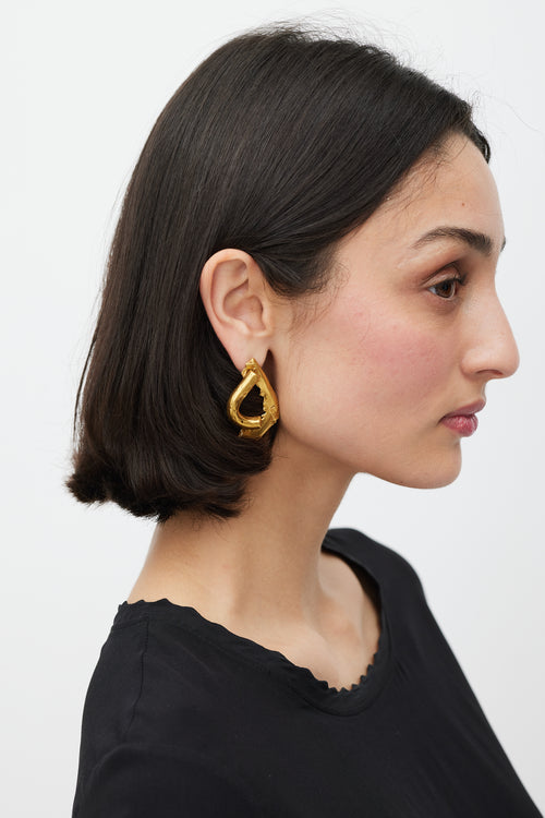 Alighieri Gold Warrior Abstract Asymmetrical Textured Earrings