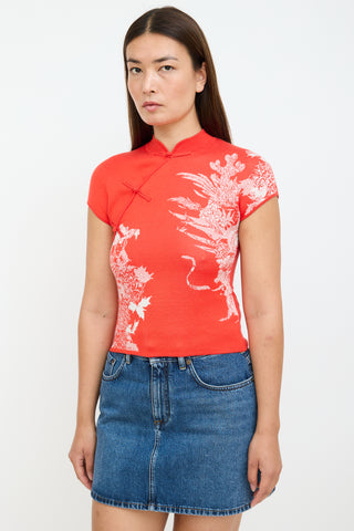 Red 
Silver Silk 
Cashmere Knit Top