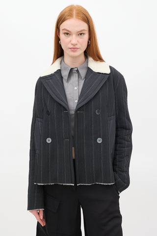 Schella Kann 2 Dark Grey Pinstripe Sherpa Jacket