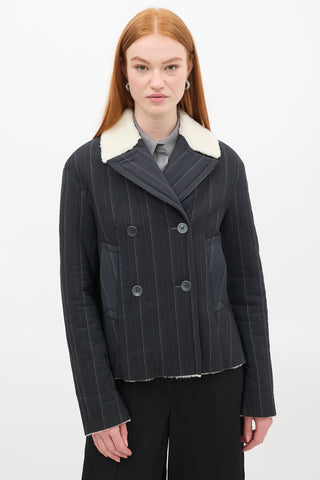 Schella Kann 2 Dark Grey Pinstripe Sherpa Jacket