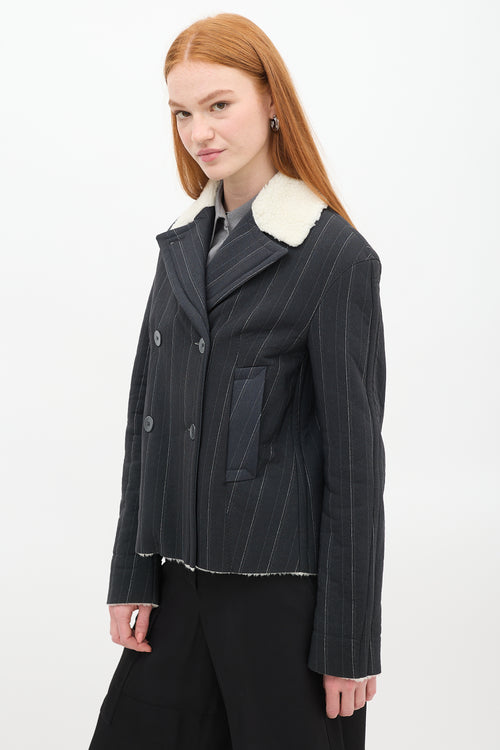 Schella Kann 2 Dark Grey Pinstripe Sherpa Jacket