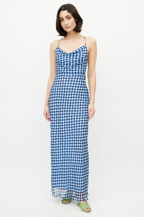 Shona Joy Blue Patterned Maxi Dress