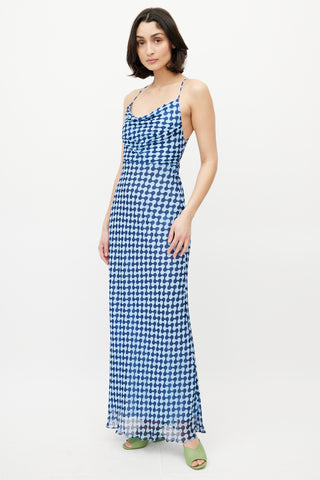 Shona Joy Blue Patterned Maxi Dress