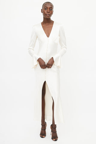 Shona Joy Cream Buttoned Maxi Dress