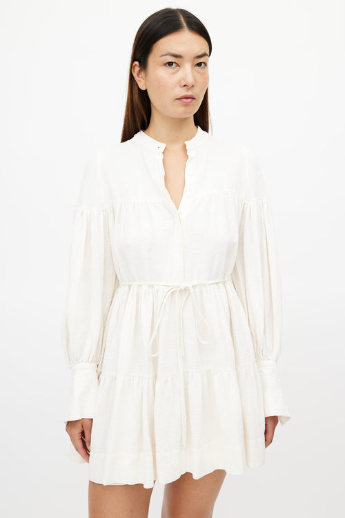 Shona Joy Cream Pleated Shirt Dress