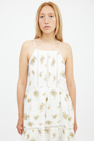 Shona Joy White 
Yellow Floral Tiered Dress