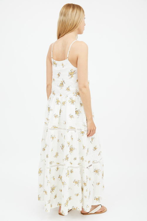 Shona Joy White 
Yellow Floral Tiered Dress