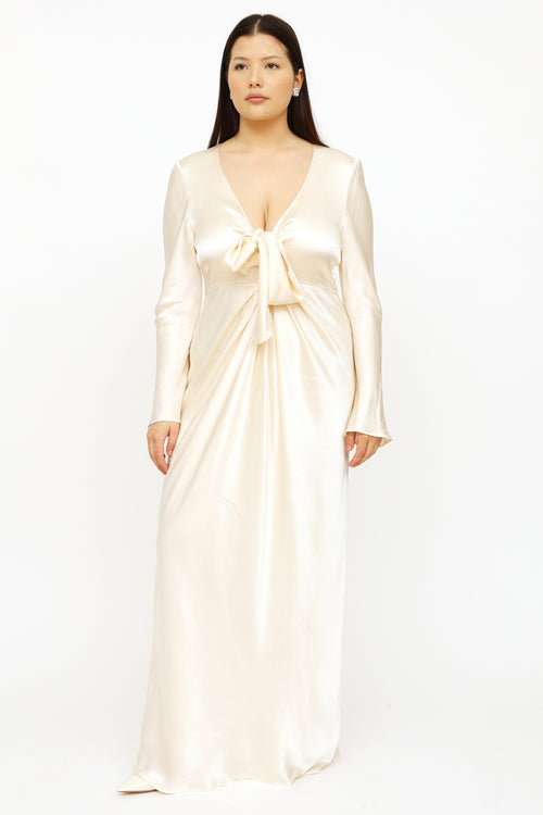 Shonajoy Cream La Lune Tie Front Gown