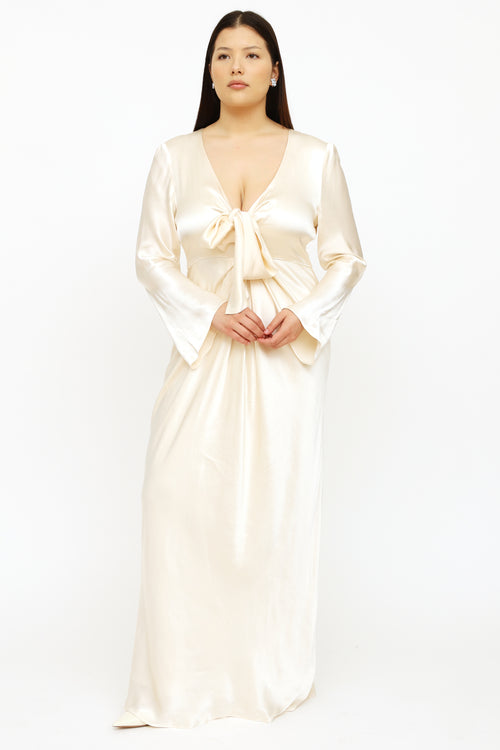 Shonajoy Cream La Lune Tie Front Gown