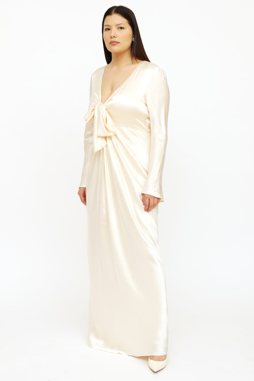 Shonajoy Cream La Lune Tie Front Gown