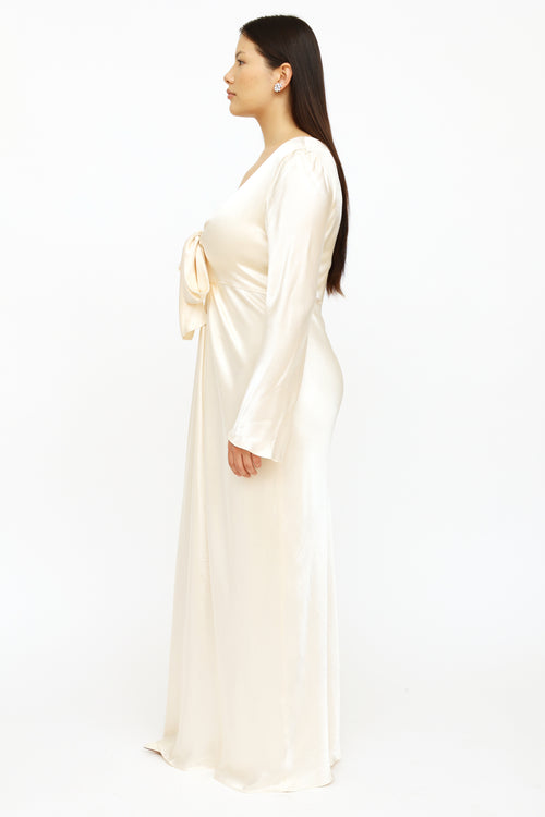 Shonajoy Cream La Lune Tie Front Gown