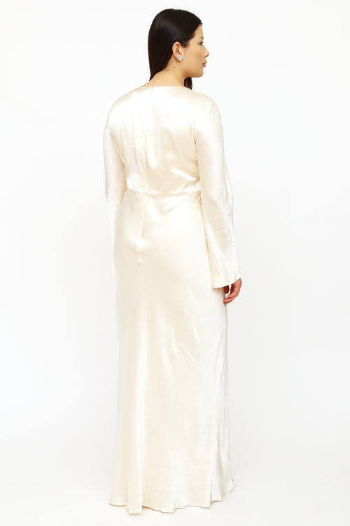 Shonajoy Cream La Lune Tie Front Gown