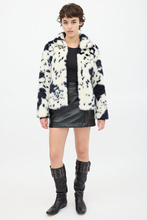 Shrimps White 
Black Faux Fur Jacket