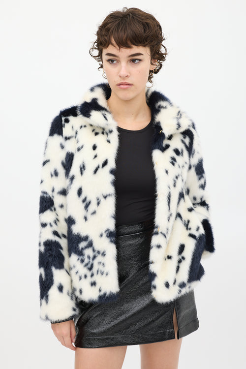 Shrimps White 
Black Faux Fur Jacket