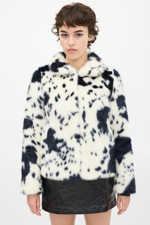 Shrimps White 
Black Faux Fur Jacket