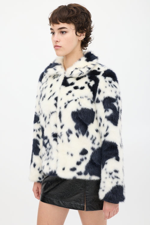 Shrimps White 
Black Faux Fur Jacket