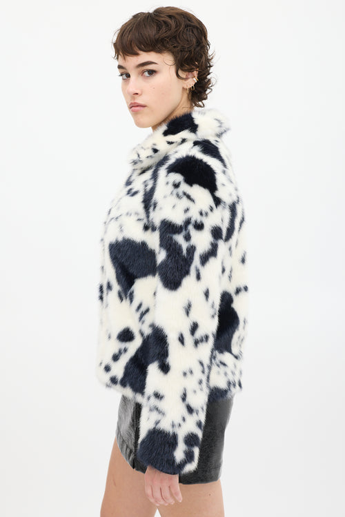 Shrimps White 
Black Faux Fur Jacket