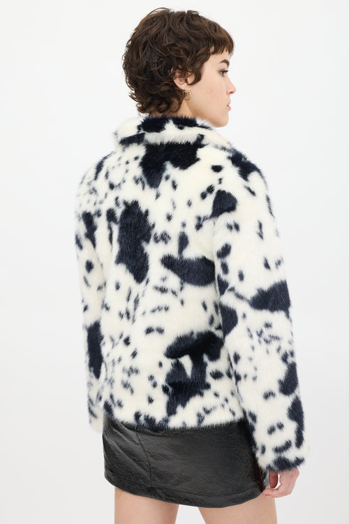 Shrimps White 
Black Faux Fur Jacket