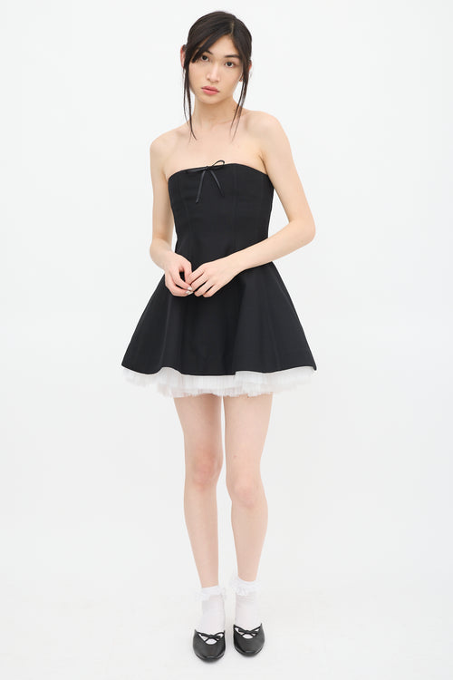 Shushu/Tong Black 
White Wool Lace Bow Dress