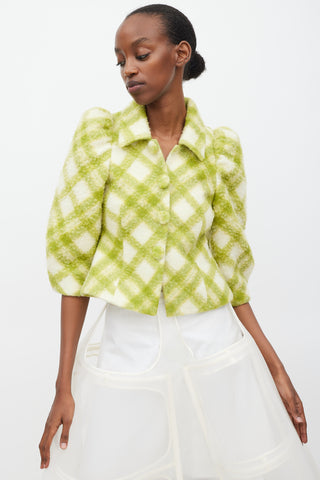 Shushu/Tong Green 
White Wool Argyle Jacket