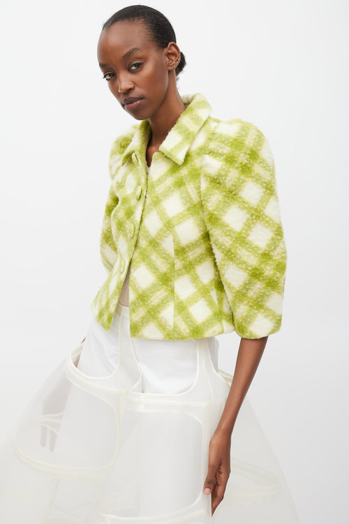 Shushu/Tong Green 
White Wool Argyle Jacket