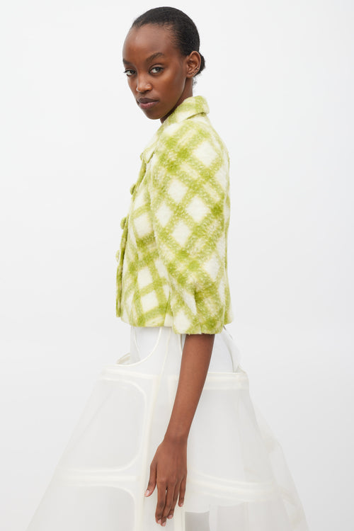 Shushu/Tong Green 
White Wool Argyle Jacket