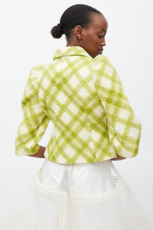 Shushu/Tong Green 
White Wool Argyle Jacket