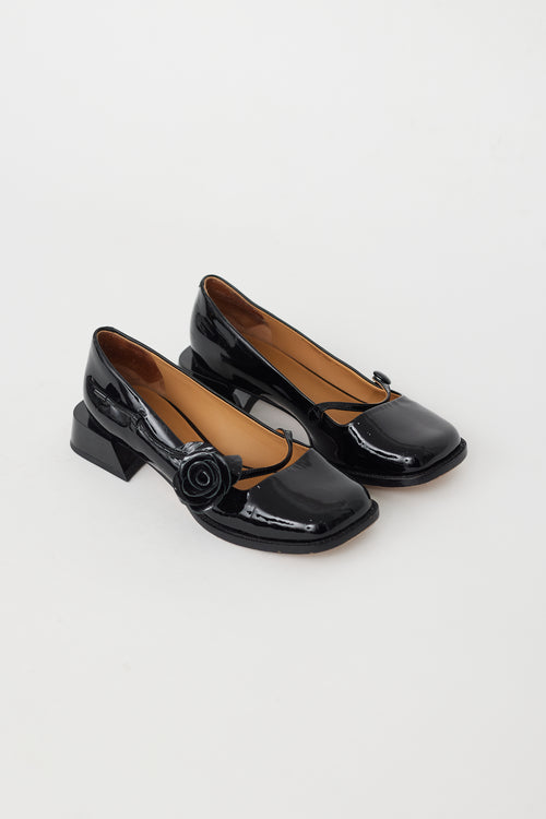 Shushu Tong X Charles 
Keith Black Patent Rose Mary Jane Flat