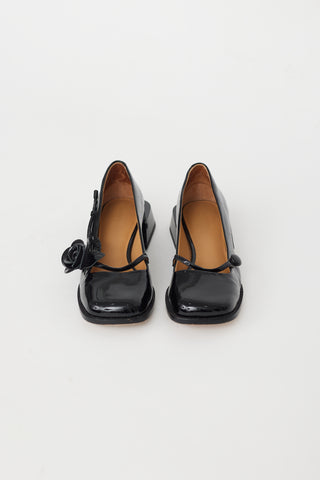 Shushu Tong X Charles 
Keith Black Patent Rose Mary Jane Flat