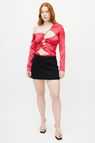 Sid Neigum Red Elasticized Cut Out Bodysuit