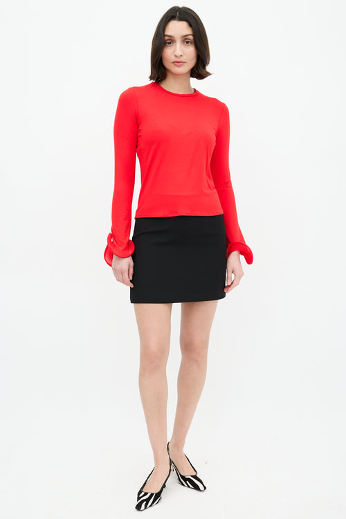 Sid Neigum Red Wave Sleeve Top