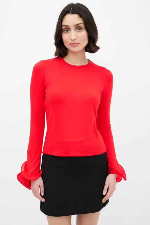 Sid Neigum Red Wave Sleeve Top