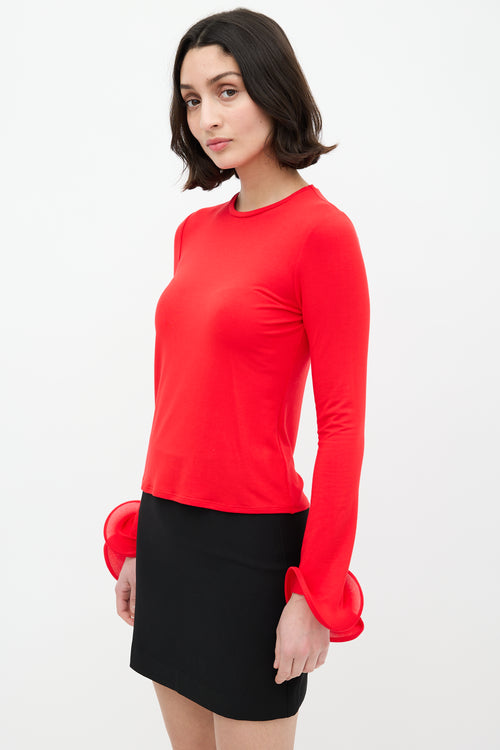 Sid Neigum Red Wave Sleeve Top