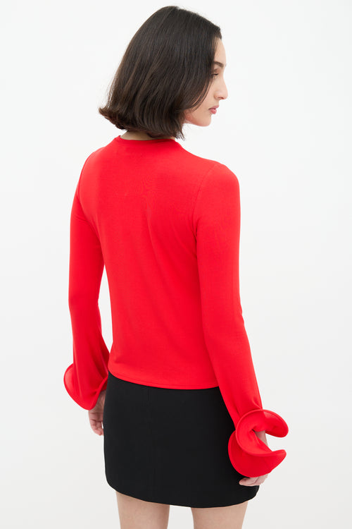 Sid Neigum Red Wave Sleeve Top