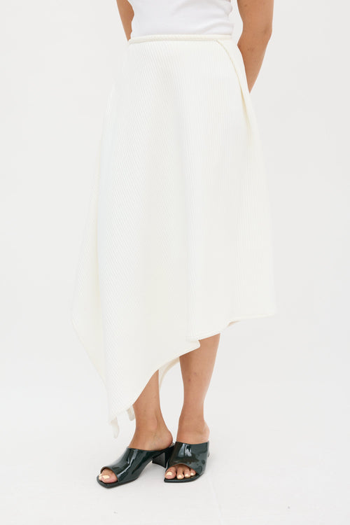 Sid Neigum White Ribbed Asymmetrical Skirt