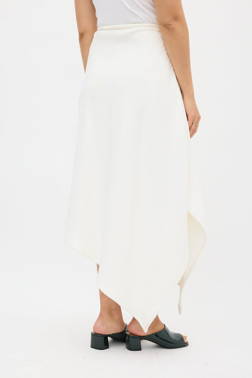 Sid Neigum White Ribbed Asymmetrical Skirt