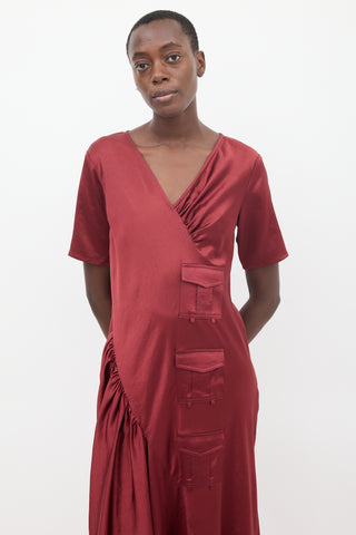 Sies Marjan Burgundy Asymmetrical Multi Pocket Dress