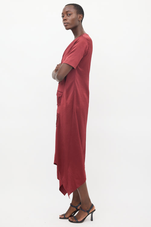 Sies Marjan Burgundy Asymmetrical Multi Pocket Dress