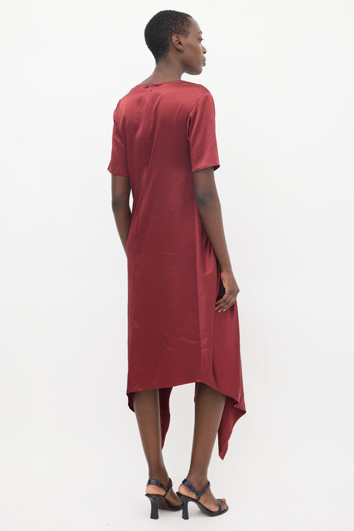 Sies Marjan Burgundy Asymmetrical Multi Pocket Dress