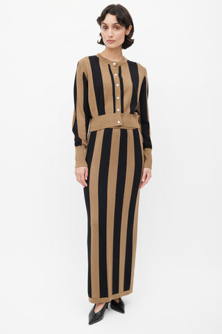 Silk Laundry Brown 
Black Striped Knit Co-Ord Set