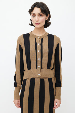 Silk Laundry Brown 
Black Striped Knit Co-Ord Set