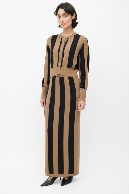 Silk Laundry Brown 
Black Striped Knit Co-Ord Set