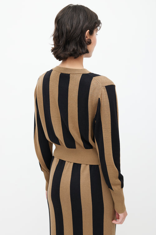 Silk Laundry Brown 
Black Striped Knit Co-Ord Set