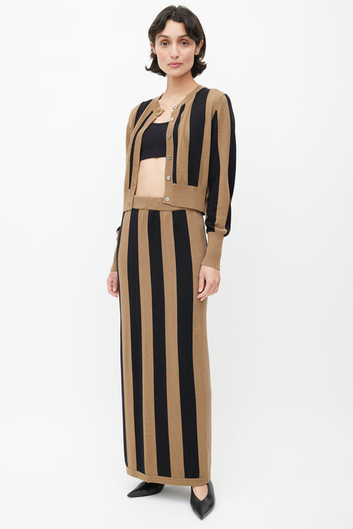 Silk Laundry Brown 
Black Striped Knit Co-Ord Set