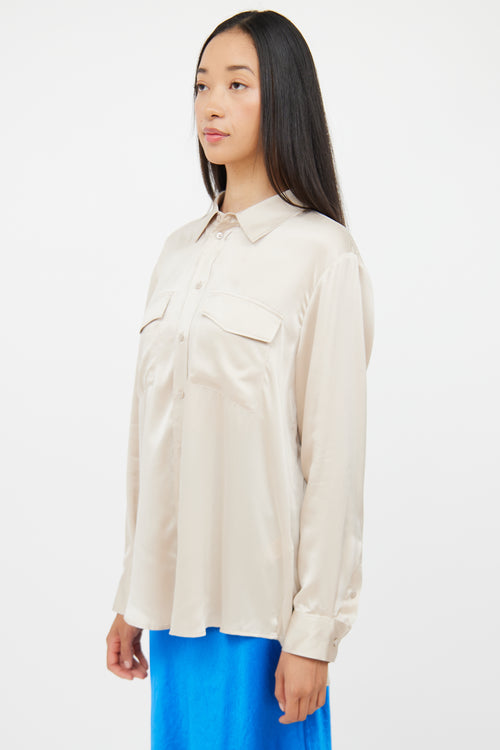 Silk Laundry Cream Boyfriend Shirt