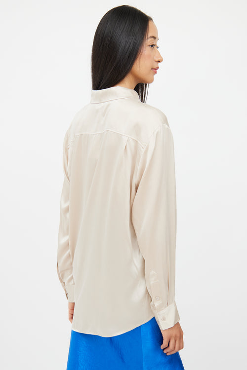 Silk Laundry Cream Boyfriend Shirt