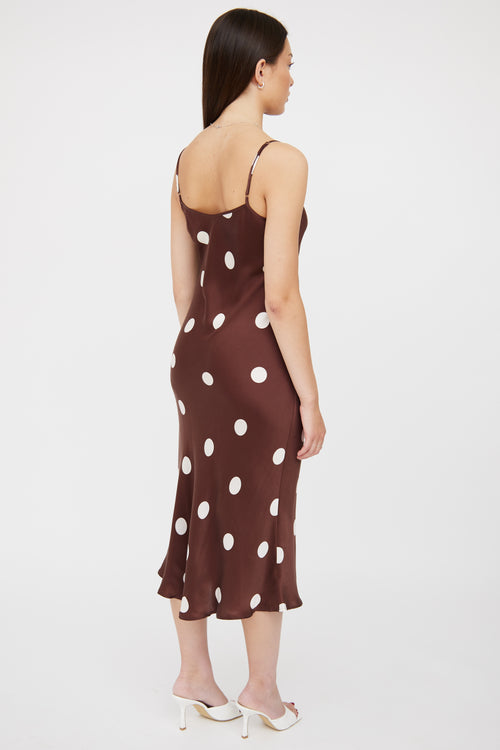 Silk Laundry Brown 
White Polka Slip Dress