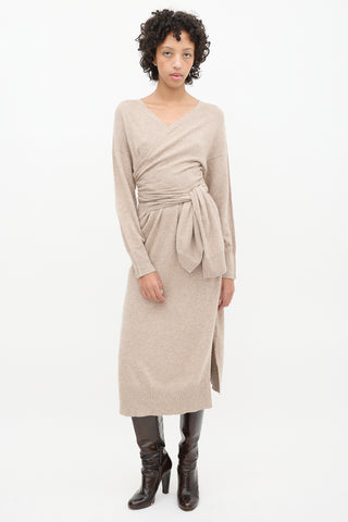 Simkhai Beige Wool Wrap Skyla Dress